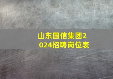 山东国信集团2024招聘岗位表