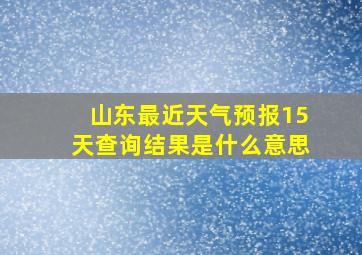 山东最近天气预报15天查询结果是什么意思