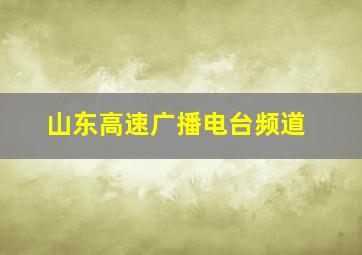 山东高速广播电台频道