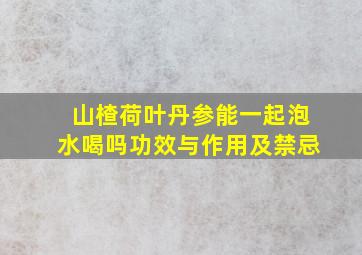 山楂荷叶丹参能一起泡水喝吗功效与作用及禁忌