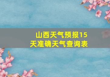 山西天气预报15天准确天气查询表