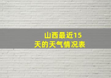 山西最近15天的天气情况表