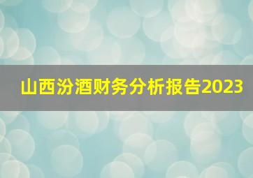 山西汾酒财务分析报告2023