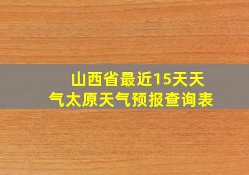 山西省最近15天天气太原天气预报查询表