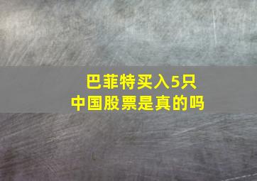 巴菲特买入5只中国股票是真的吗