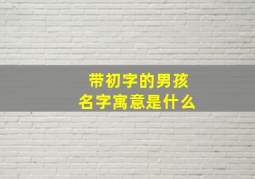 带初字的男孩名字寓意是什么