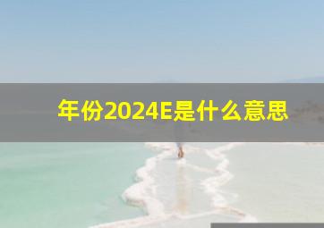 年份2024E是什么意思