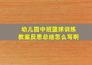 幼儿园中班篮球训练教案反思总结怎么写啊