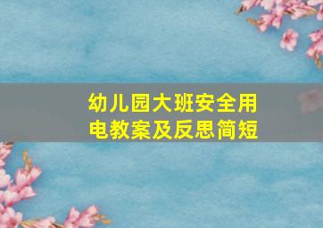 幼儿园大班安全用电教案及反思简短