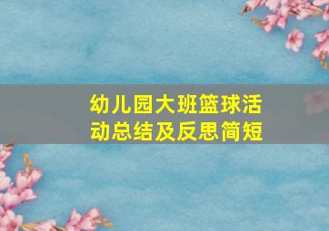 幼儿园大班篮球活动总结及反思简短