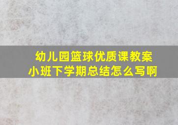 幼儿园篮球优质课教案小班下学期总结怎么写啊