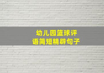 幼儿园篮球评语简短精辟句子