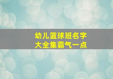 幼儿篮球班名字大全集霸气一点