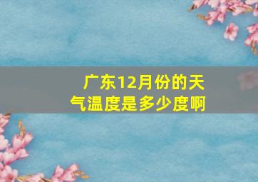 广东12月份的天气温度是多少度啊