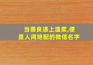 当善良遇上温柔,便是人间绝配的微信名字