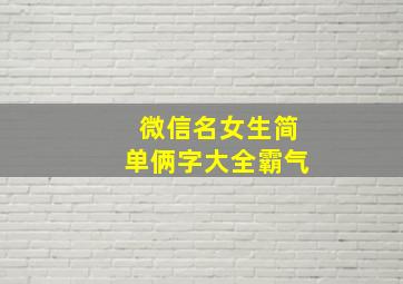 微信名女生简单俩字大全霸气