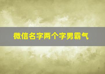 微信名字两个字男霸气