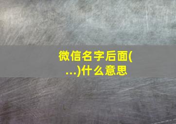 微信名字后面(...)什么意思