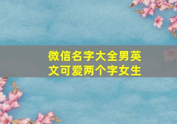 微信名字大全男英文可爱两个字女生