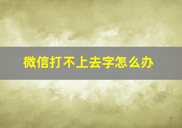 微信打不上去字怎么办