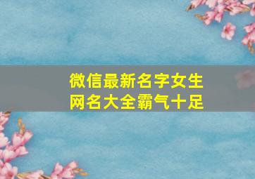 微信最新名字女生网名大全霸气十足