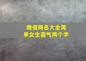 微信网名大全简单女生霸气两个字