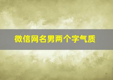 微信网名男两个字气质