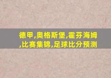 德甲,奥格斯堡,霍芬海姆,比赛集锦,足球比分预测