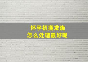 怀孕初期发烧怎么处理最好呢