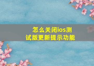 怎么关闭ios测试版更新提示功能