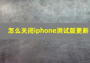 怎么关闭iphone测试版更新