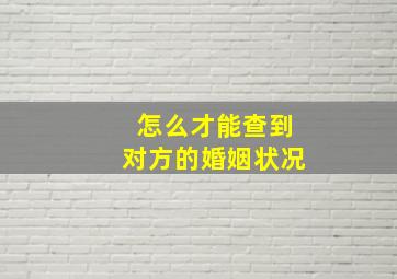 怎么才能查到对方的婚姻状况