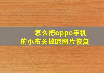 怎么把oppo手机的小布关掉呢图片恢复