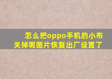 怎么把oppo手机的小布关掉呢图片恢复出厂设置了