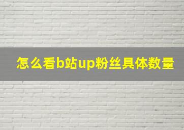 怎么看b站up粉丝具体数量