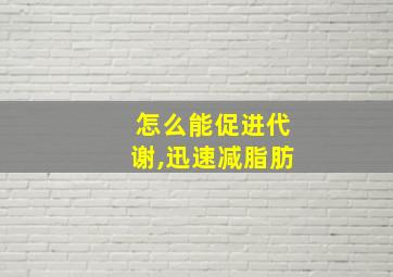 怎么能促进代谢,迅速减脂肪