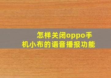 怎样关闭oppo手机小布的语音播报功能