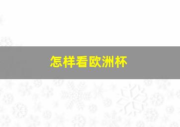 怎样看欧洲杯