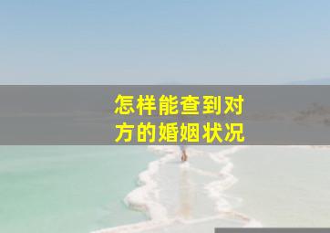 怎样能查到对方的婚姻状况