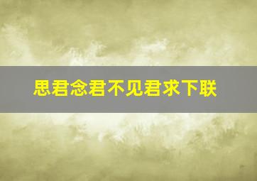 思君念君不见君求下联