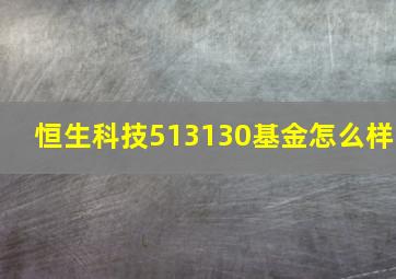 恒生科技513130基金怎么样