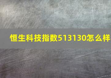 恒生科技指数513130怎么样