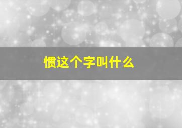 惯这个字叫什么