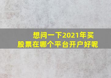 想问一下2021年买股票在哪个平台开户好呢