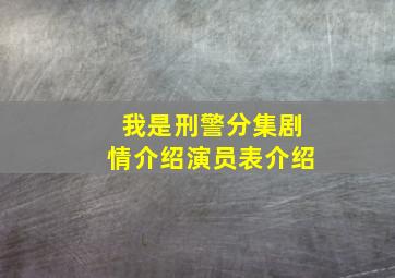 我是刑警分集剧情介绍演员表介绍