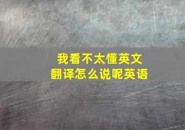 我看不太懂英文翻译怎么说呢英语