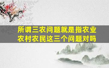 所谓三农问题就是指农业农村农民这三个问题对吗