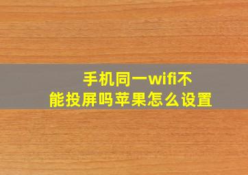 手机同一wifi不能投屏吗苹果怎么设置