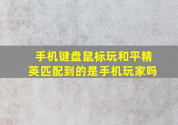 手机键盘鼠标玩和平精英匹配到的是手机玩家吗