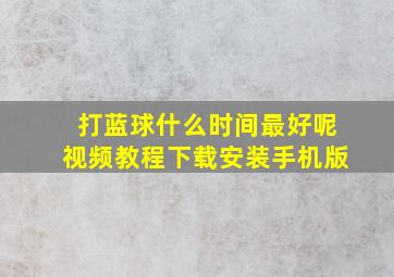 打蓝球什么时间最好呢视频教程下载安装手机版